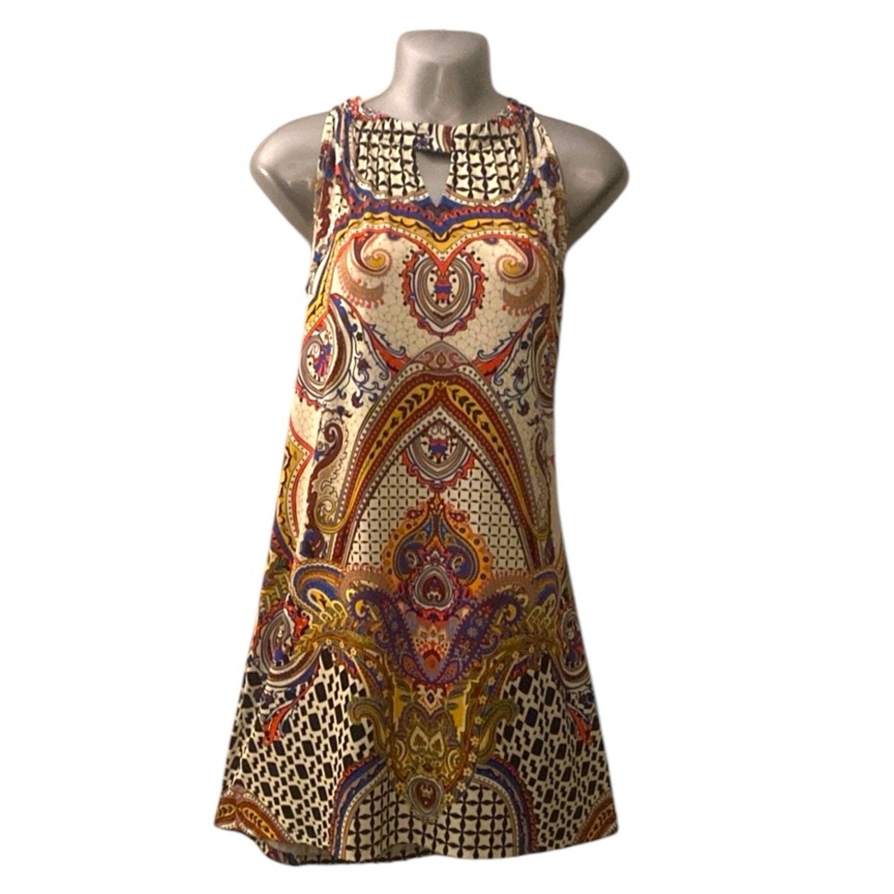 Comfortable colorful paisley printed Halter Mini Dress